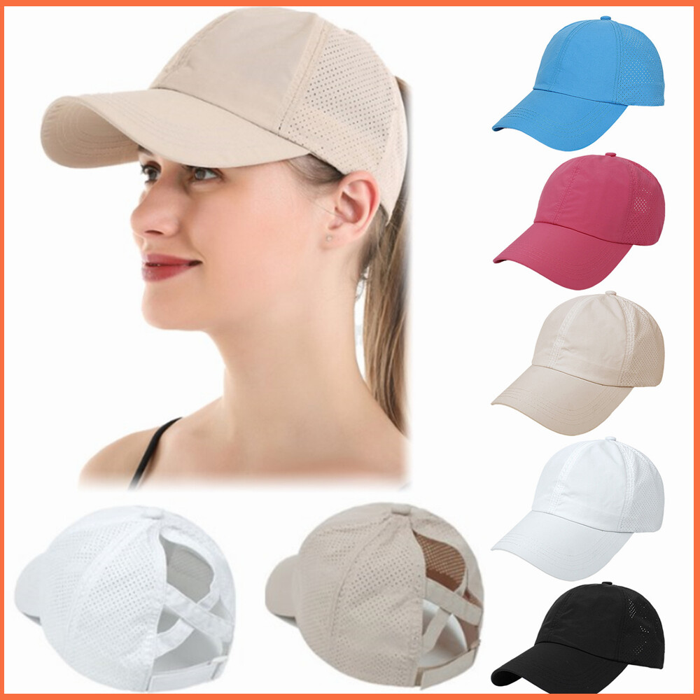 Washed Mesh Baseball Cap Adjustable Plain Casual Hat for Women  -image