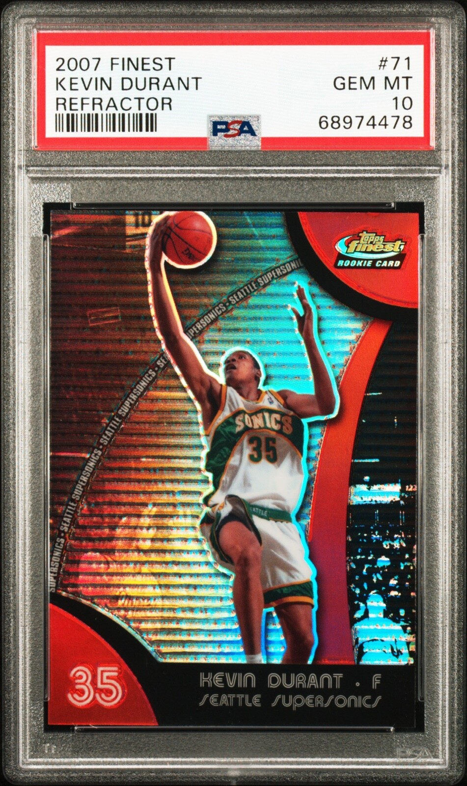 2007 08 Topps Finest KEVIN DURANT RC Refractor #71 PSA 10