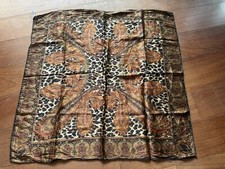 Talbots Animal Print Silk Scarf Leopard Paisley Rolled Hem  Square  25  