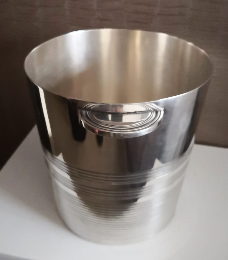 OLD ART DECO CHAMPAGNE BUCKET in SILVER METAL hallmarks ERCUIS