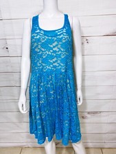 Torrid Womens Dress Size 1 Blue Lace Crochet Floral Lined Sleeveless