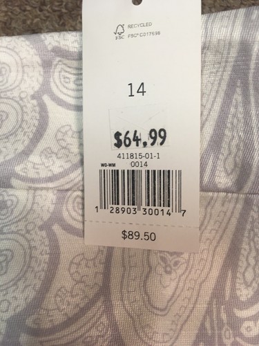 NWT Banana Republic Linen Blend Paisley Pencil Skirt, White Mint Green, 14 - Picture 4 of 7