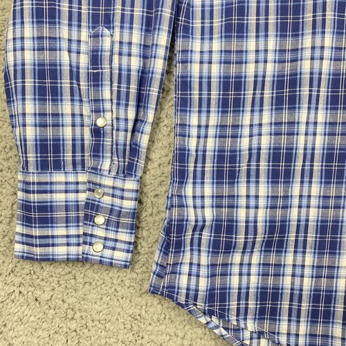 Gibson Trading Co Camicia L Uomo L Blu Plaid Metallizzata Perla Bottone a Scatto Lunga Slv - Foto 3 di 12