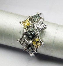 0.427 CT NATURAL OPAQUE ROUGH UNCUT COLOR DIAMOND STERLING SILVER RING SEE VIDEO