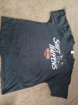 Vintage Harley Davidson Shirt Mens X Black Shift Happens Skull