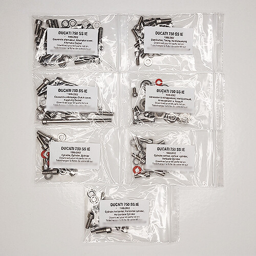 Kit vis allen inox moteur pour Ducati 750 SS IE de 1999 à 2002