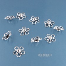 10 Oxidized Solid Sterling Silver 8mm 7.8mm Petal Floral Bead Caps 33865