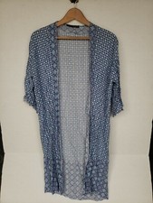 ATMOSPHERE WOMEN'S OPEN FRONT KIMONO TOP BLUE FLORAL PRINT UK-S ES-S S