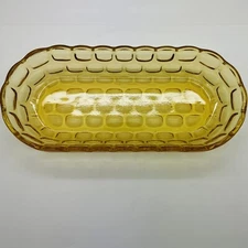Federal Glass Yorktown Gold Amber Oblong Celery / serving Dish  10 3/8" USA