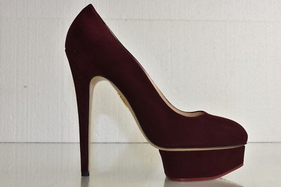 Neu Charlotte Olympia Dolly Plateau Pumps Absätze Pflaume Wildleder Schuhe 41
