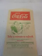 vintage paper sleeve coca cola no drip bottle protector take a minute to refresh