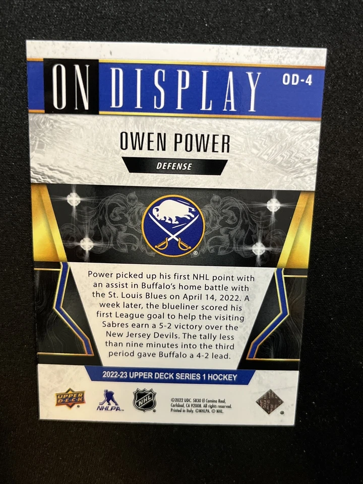 22-23 UD Series 1 Hockey Epack Exclusive RC On Display OD-4 Owen Power - Image 2 of 2