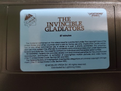 The Invincible Gladiators VHS Force Video Very Rare Vintage - Picture 5 of 6