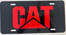 Black Car Truck License Novelty Vanity Plate Tag Red CAT C Inspired Logo