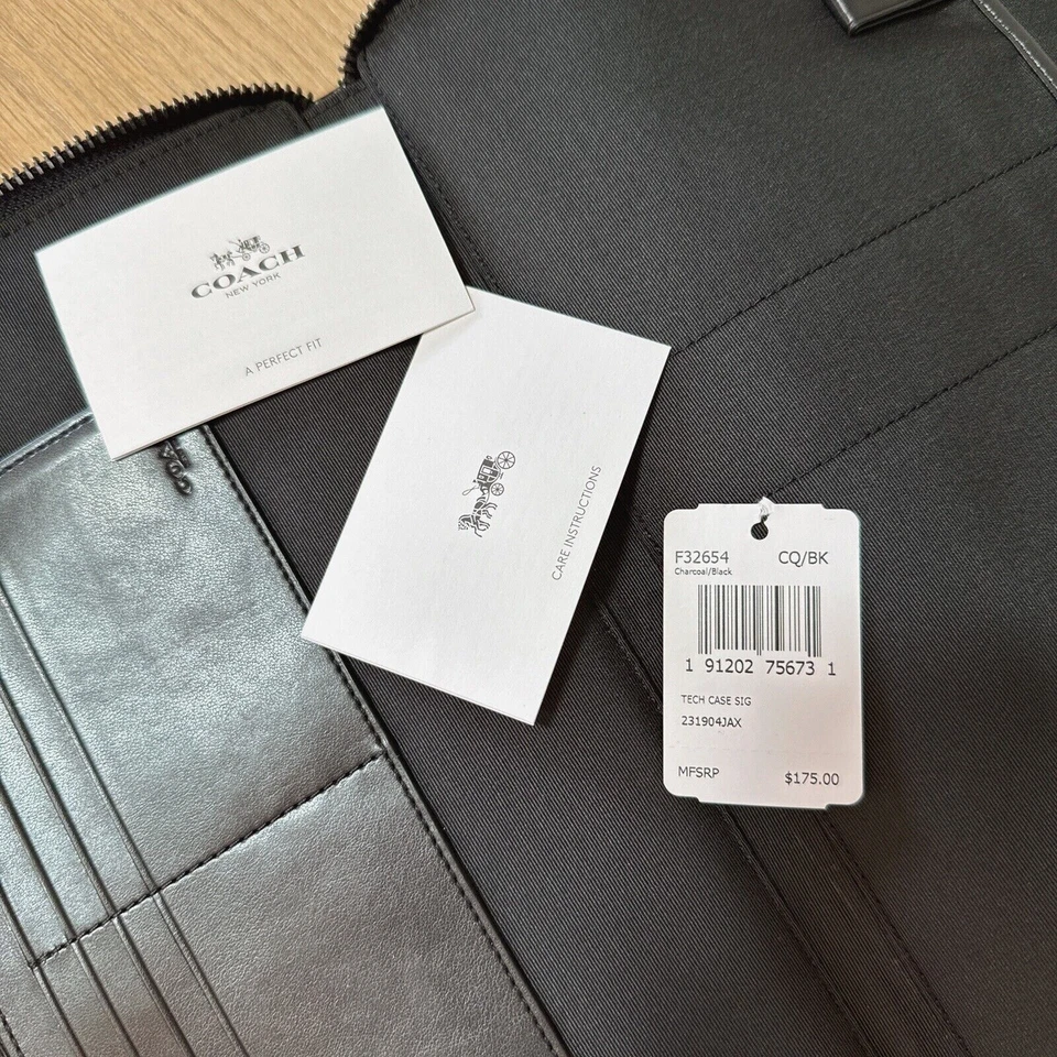 Coach Tech Case Signature Canvas Charcoal Black F32654 NWT. 11 X 8 INCHES - Image 2 of 4