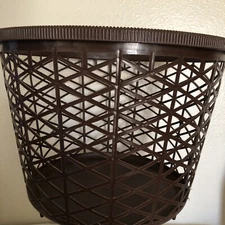 Vintage Action Ind. Inc. Round Laundry Basket 18” Retro Mid Century 1970’s Brown