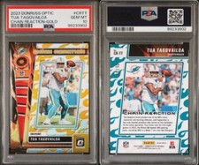 2023 PANINI DONRUSS OPTIC #CR-TT TUA TAGOVAILOA CHAIN REACTION GOLD 10/10 PSA 10