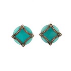 Vintage Sterling Judith Jack 925 Turquoise Glass Marcasite Clip On Earrings