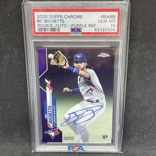 Bo Bichette 2020 Topps Chrome Auto Rookie Purple Ref # /250 PSA 10 Gem Mint