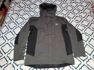 Karrimor Jacket Mens Large Gray Black Weathertite Waterproof Shell Outdoors Ski