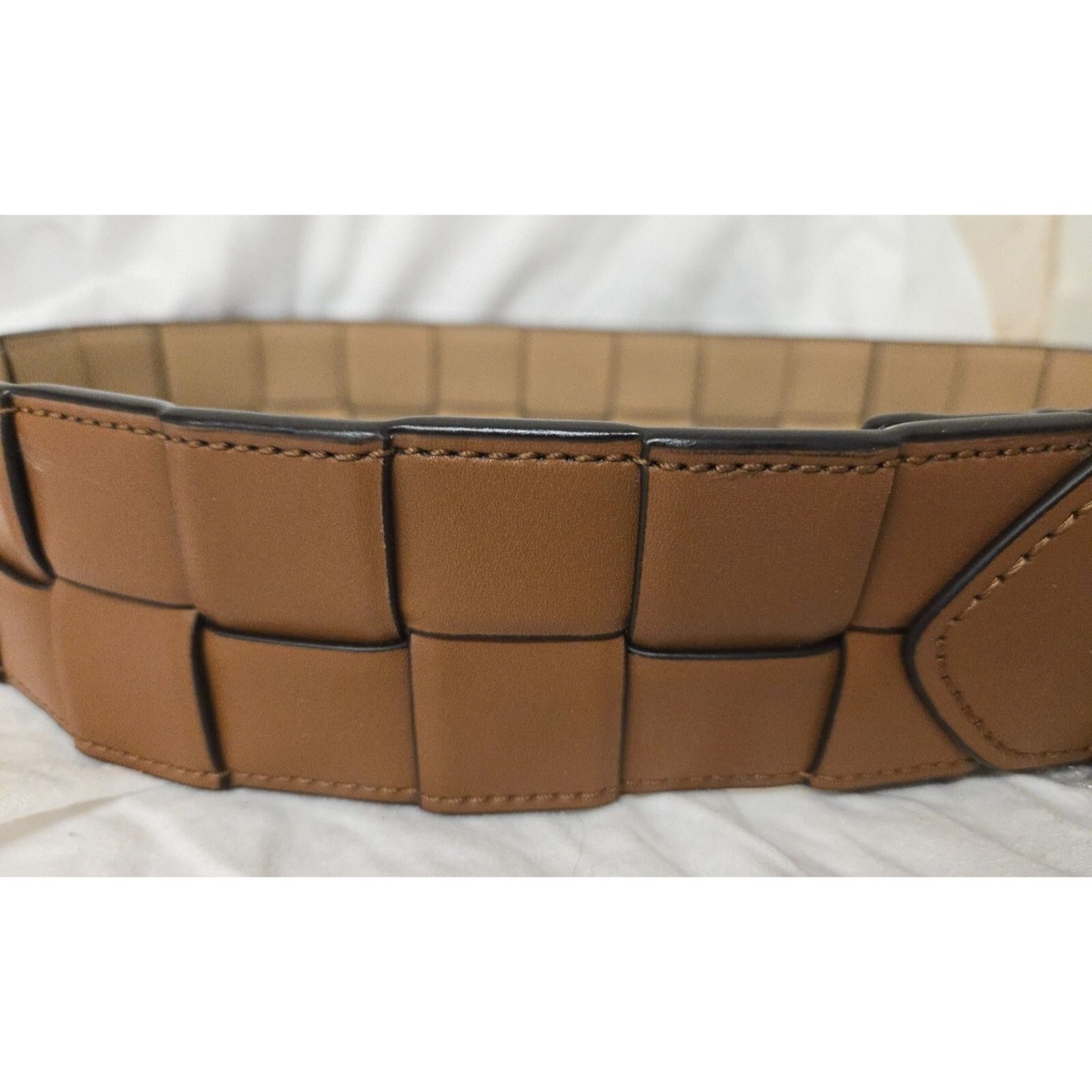 NEW Michael Kors Woven Brown Leather Stretch Belt Size Small  display picture 1
