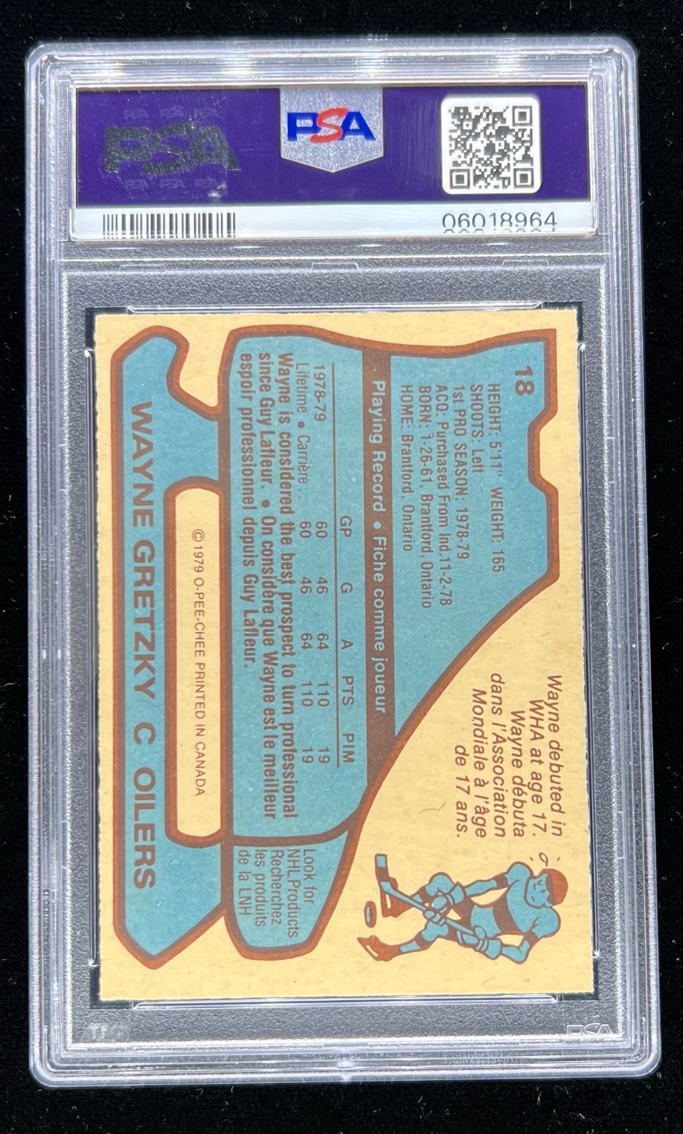 1979-80 O-Pee-Chee Wayne Gretzky RC Rookie Oilers PSA 8 #18 view 2