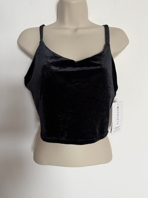 NWT ATHLETA Elation V-Neck Velvet Crop D-DD+ NEW W TAGS~Lt Impact, Soft & Plush