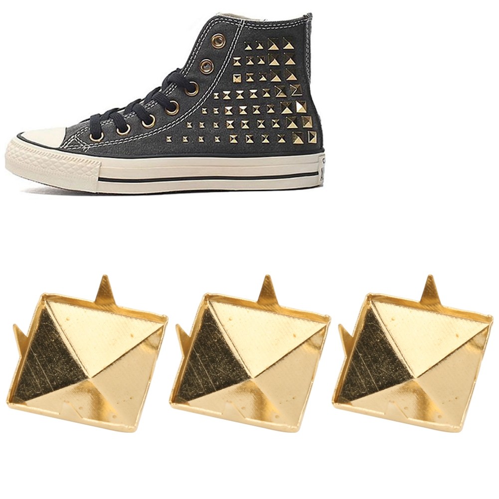 ◙10mm 100pcs Square Pyramid Punk Rivets 4 Claw Metal Studs For Bracelets Clo SG