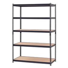 5-Shelf Heavy Duty Adjustable Metal Garage Storage Shelving Unit in Black 48 In