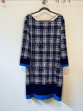Eliza J work or party dress plus size 20W black cream blue 3/4 Sleeve shift