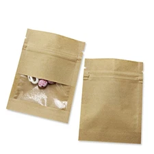 500 Pack 3.5x5.1inch (Inner Size 3.1x3.9 inch) Clear WindowBrown Kraft for Zi...