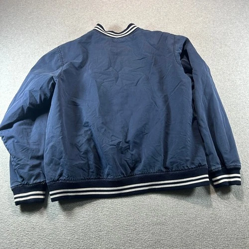 Old Navy Bomber Jacket Mens XXL Blue Varsity Striped Trim Snap Front Outerwear image 4