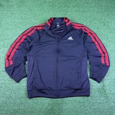 Vintage 2000s Adidas Black  Red Striped Full Zip Track Jacket Y2K Mens Large