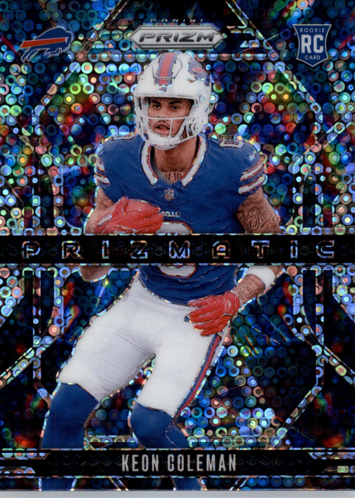 2024 Panini Prizm #15 Keon Coleman Prizmatic No Huddle Prizm Bills RC