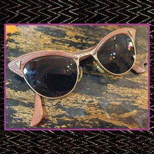 Vintage Cat Eye Sunglasses American Optical 12kt GF Cocoa striped green lenses