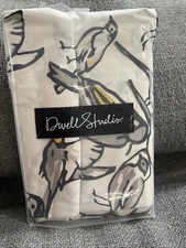 DWELL STUDIO Pillow 2 EURO Pillow Shams 200 TC Cotton Aviary Bird Yellow NEW