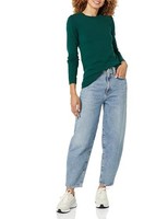 Damen Pullover Rundhalsausschnitt 100 % Baumwolle DunkelgrüN GrößE S Amazon