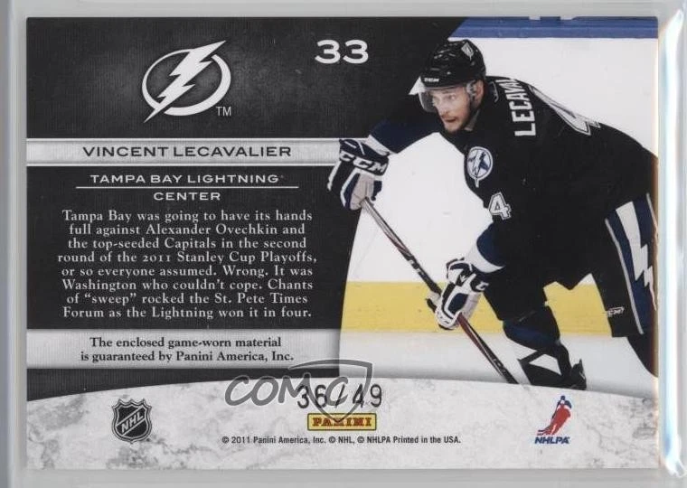2011-12 Limited Jumbo Materials Jersey Numbers /49 Vincent Lecavalier #33 - Image 2 of 2