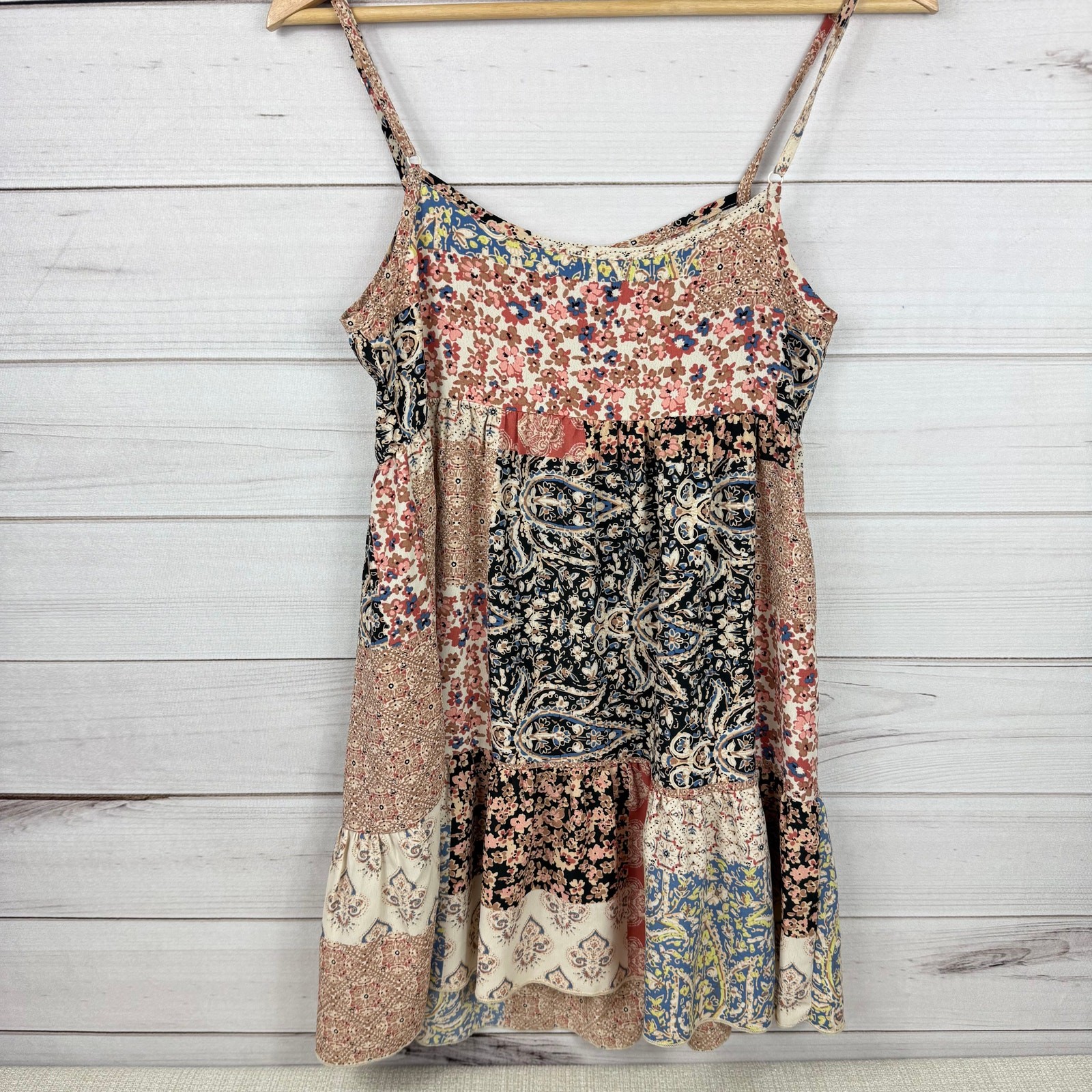 Altar'd State Patchwork Design Boho Mini Dress Fl… - image 5