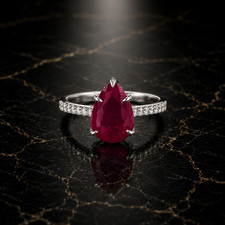 3.40 Ct Pear Cut Natural Red Ruby & Diamond 1...