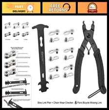 Bicycle Chain Tool Kit: Link Plier, Chain Wear Gauge & 6 Pairs Missing Links