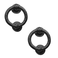 2 PACK Elegant Antique Black Ring Door Knockers - 100mm Premium Quality -