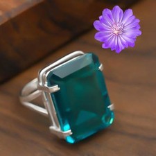 Aquamarine Gemstone 925 Sterling Silver Handmade Jewelry Ring Gift For Her