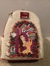 LOUNGEFLY DISNEY B & B BELLE BOOKS FLORAL MINI BACKPACK~ WITH TAGS~ BRAND NEW~