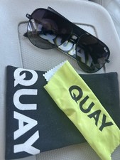 Quay High Key Aviator Polarized Sunglasses Black Metal Frame Fade Gradient Lens