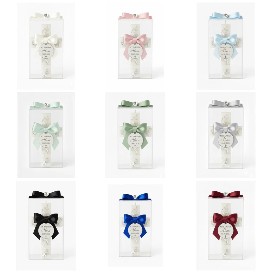 Juego de 10 imanes de cruz de bautismo personalizados, favor acrílico dorado o plateado personalizado Foto 4 de 4