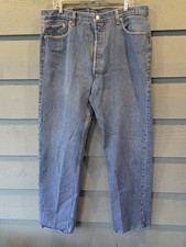 Vintage Levis 501 Jeans Mens 40x34 Blue Button Fly Straight Leg USA Medium Wash