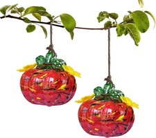 Small Glass Hummingbird Feeders for Outdoors Hanging 2PC X Red Hand Blown Gl...