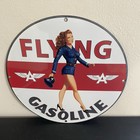 VINTAGE FLYING A LADY GASOLINE OIL PORCELAIN SIGN — photo 1