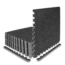 ProsourceFit Rubber Top Exercise Puzzle Mat 3/4-in, Grey, 48 Sq Ft -